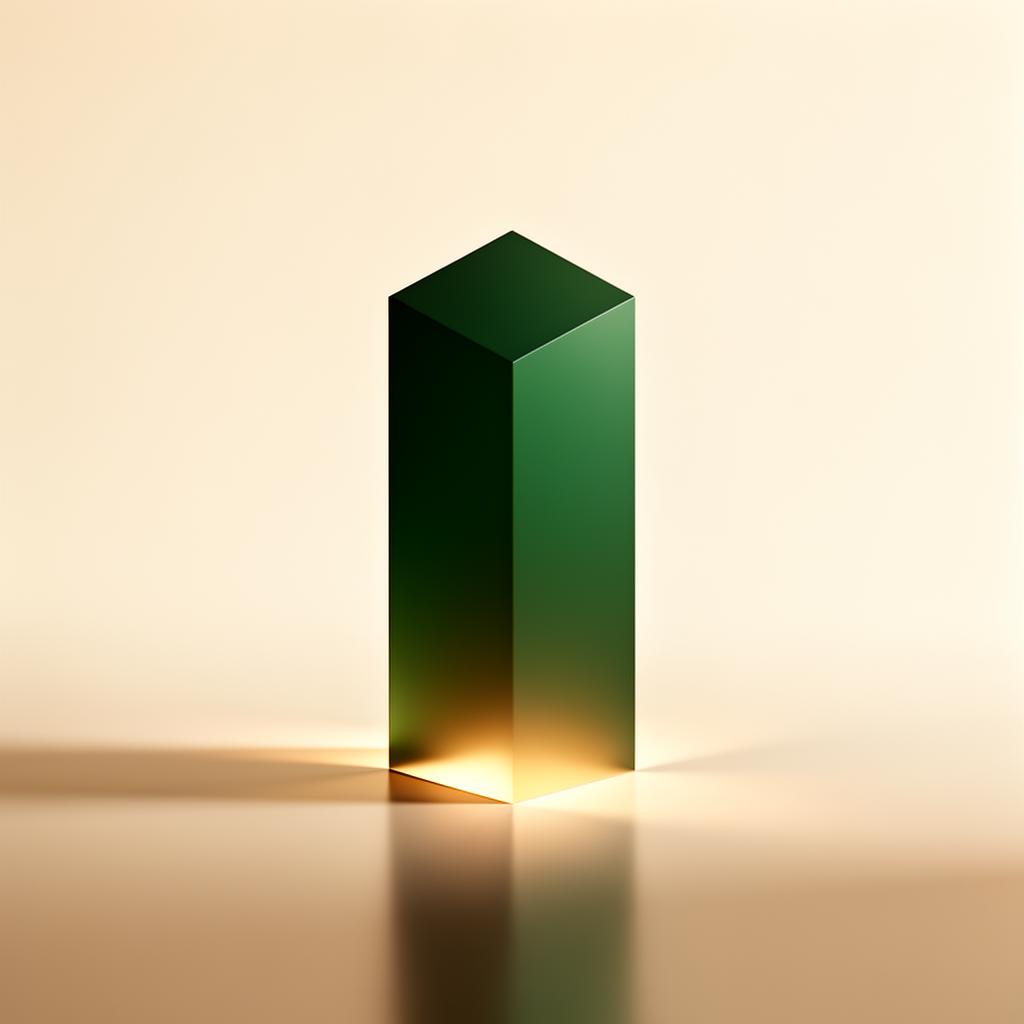 Emerald monolith with golden glow representing on-premise data sovereignty